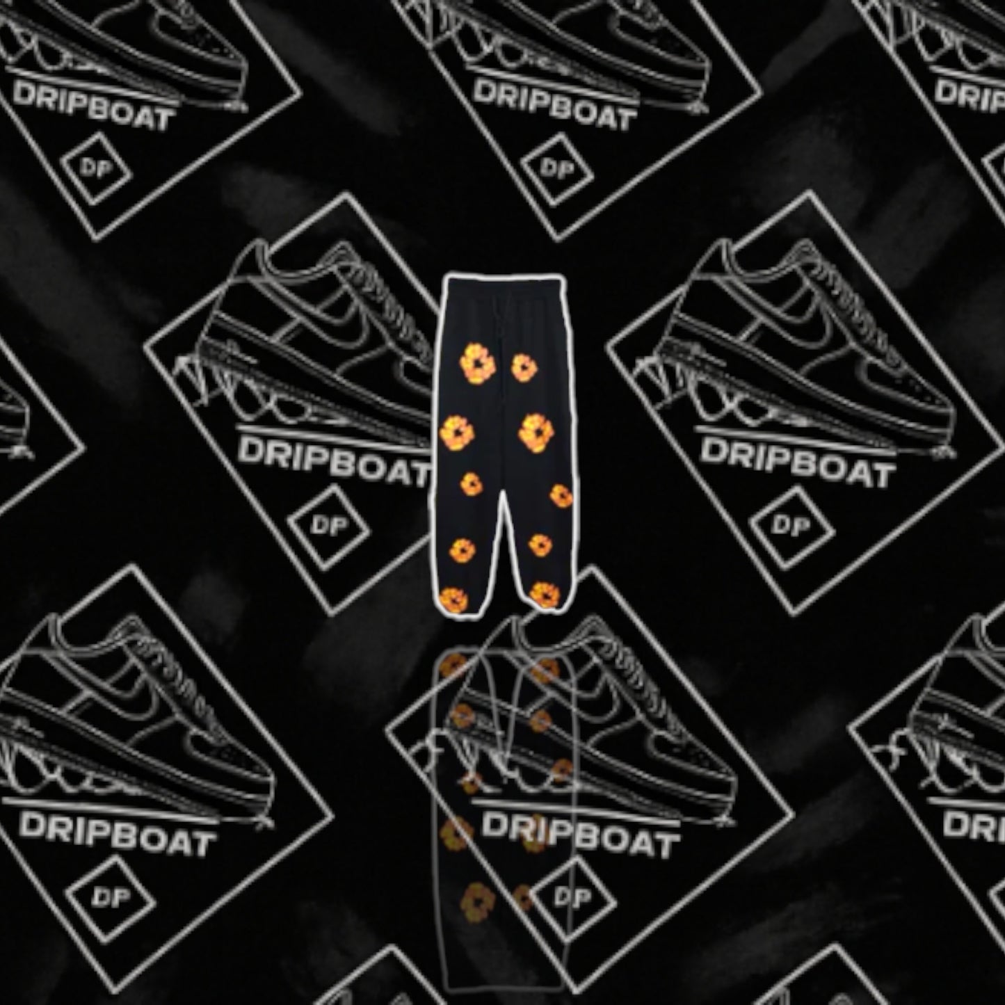 Denim Tears x Offset Wreath Sweatpants Black